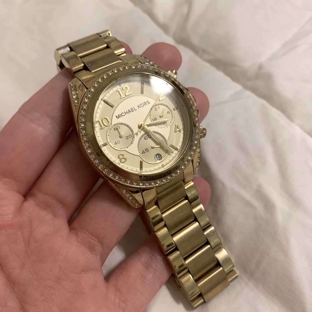 Michael Kors golden rhinestone watch